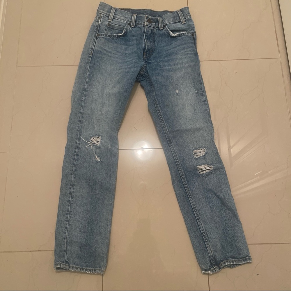 Levis 505C‎ Customized Slim Fit Women's Sz 24 Jeans Distressed Light Wash Denim